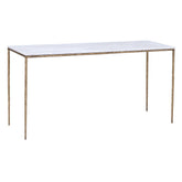 Salas White Marble and Brass Iron Finish Console Table